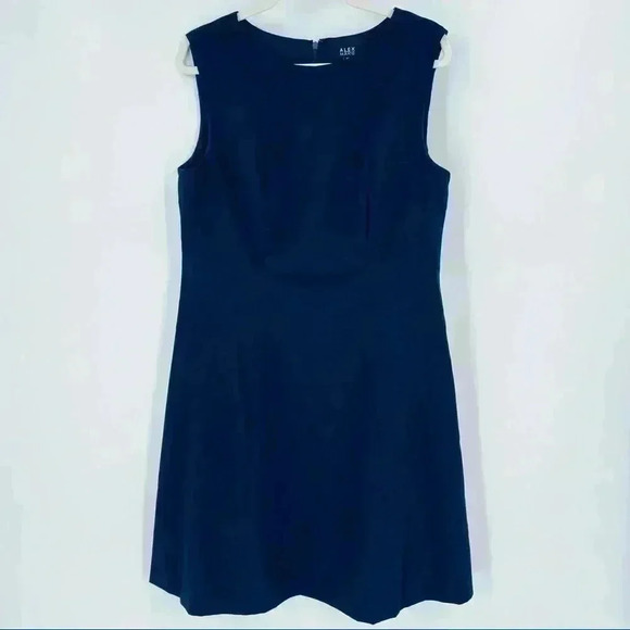 Alex/Marie Women's Navy Blue Shift Sleeveless Lined Career Dress Size 12 - Picture 6 of 9